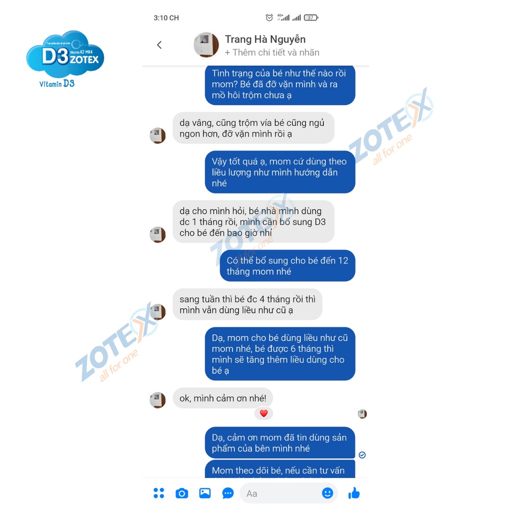 Vitamin D3 K2 MK4 Zotex tăng cường khả năng hấp thu canxi cho bé phát triển hệ xương răng chắc khỏe chống còi xương 30ml