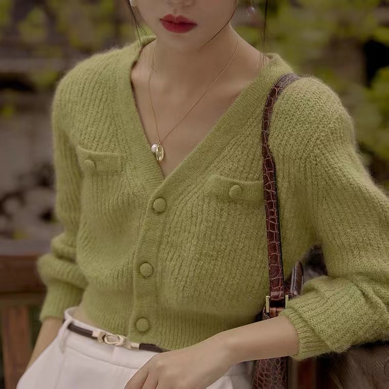 Áo Khoác cardigan Dệt Kim Cổ Chữ V Phong Cách Hàn Quốc Thời Trang Thu Đông Cho Nữ