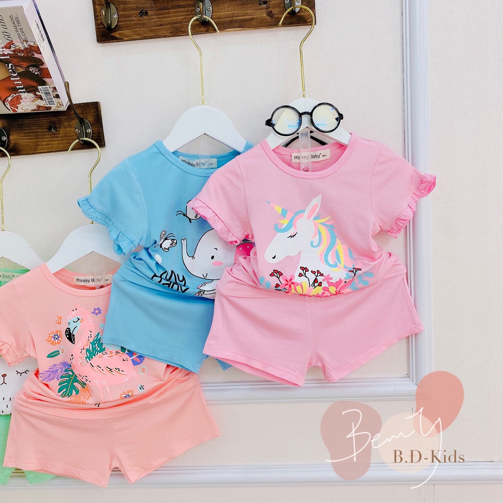 SALE BỘ THIN LẠNH MINKY MOM CỘC TAY PHỐI BÈO CHO BÉ GÁI SIZE 8-18KG(COC G)