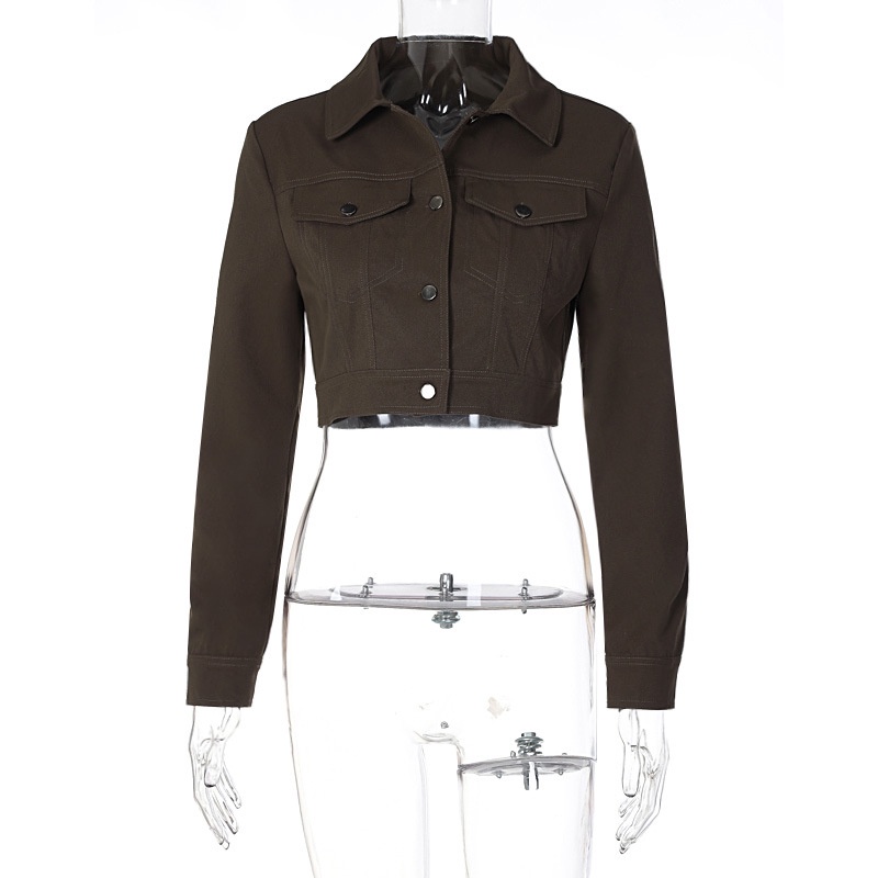 Áo Khoác Tay Dài Phối Túi Thiết Kế Đơn Giản Thời Trang Cá Tính Cho Nữ