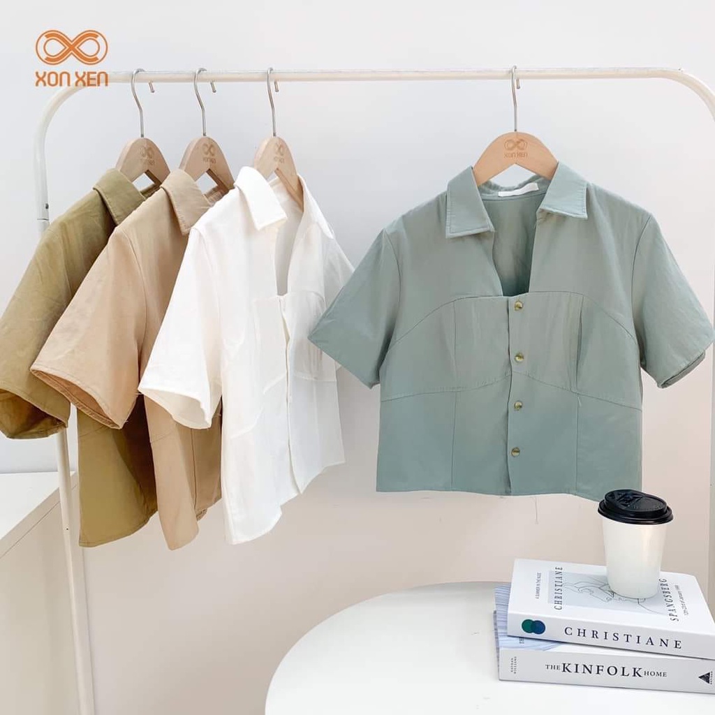 ÁO SƠ MI CỔ U DÁNG CROPTOP  XONXEN 26 PHAN CHÂU TRINH TAM KỲ mã 54