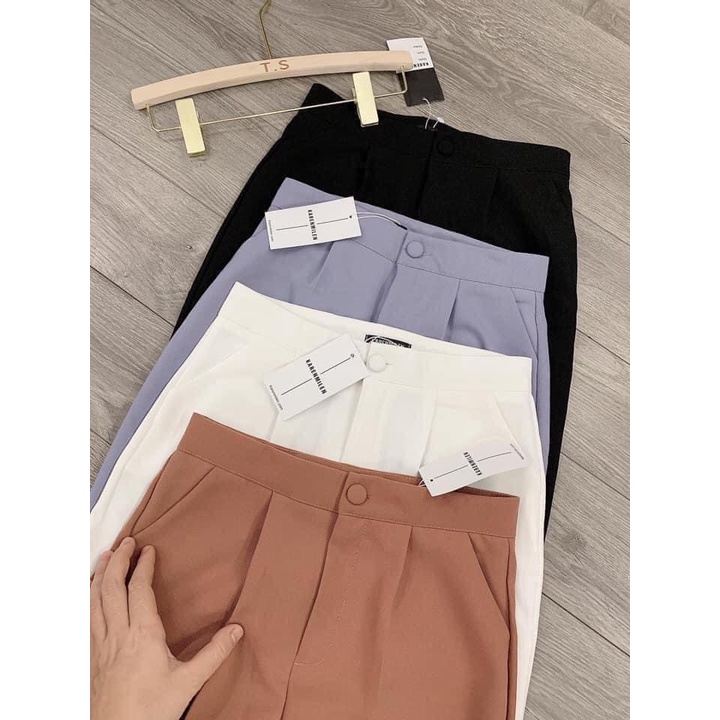 Quần Baggy Cúc Bọc Công Sở Nữ Cạp Vải Đủ Màu Dáng Đẹp-mã 333