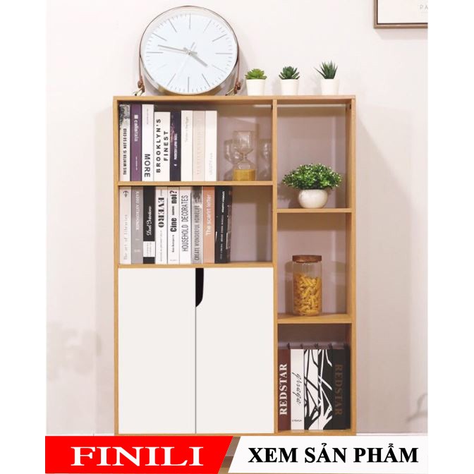 Tủ sách đa năng, Tủ trang trí chất liệu gỗ cho phòng khách thêm xinh FNL-107