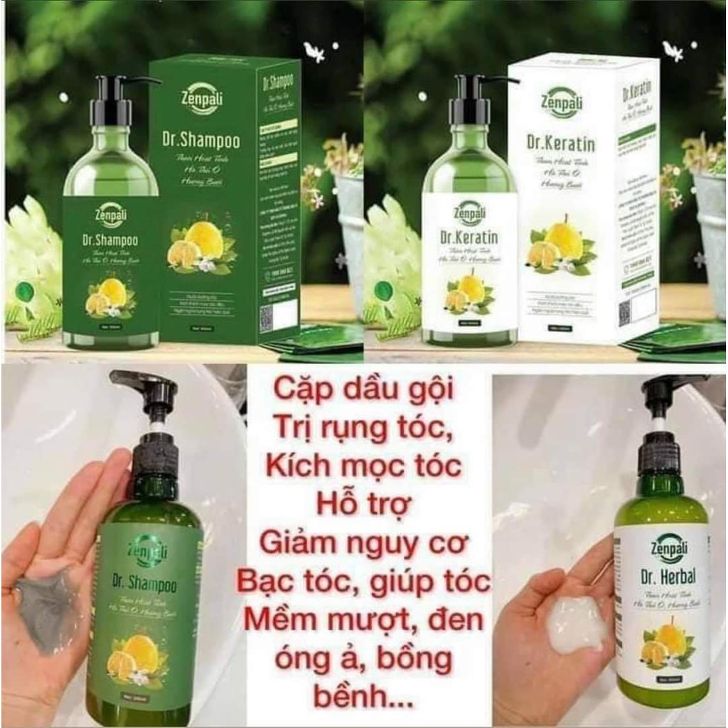 Bộ 3 Dầu Gội Xả Zenpali + Tính Chất Kích Mọc Tóc Dr Hair - Giảm gãy rụng kích mọc tóc Shampoo + Dr Hair Zenpali