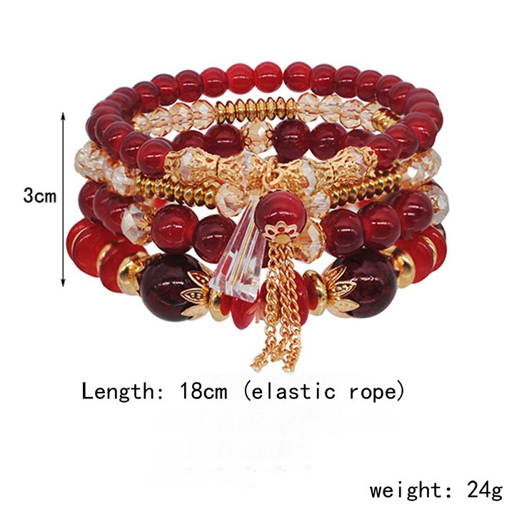 Set 4 vòng đeo tay GMAI dạng chuỗi hạt phong cách bohemia thời trang cho nữ