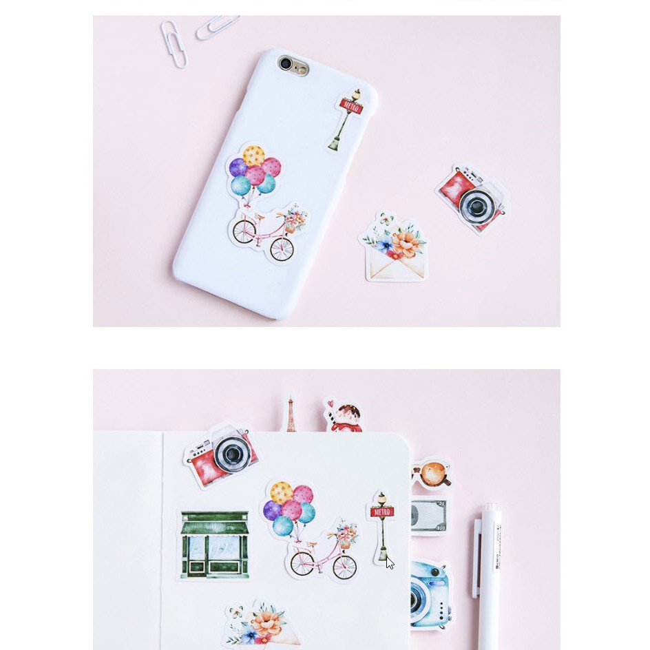 [HCM] Bộ 46 sticker dán trang trí dễ thương nhiều mẫu phong cách HQ