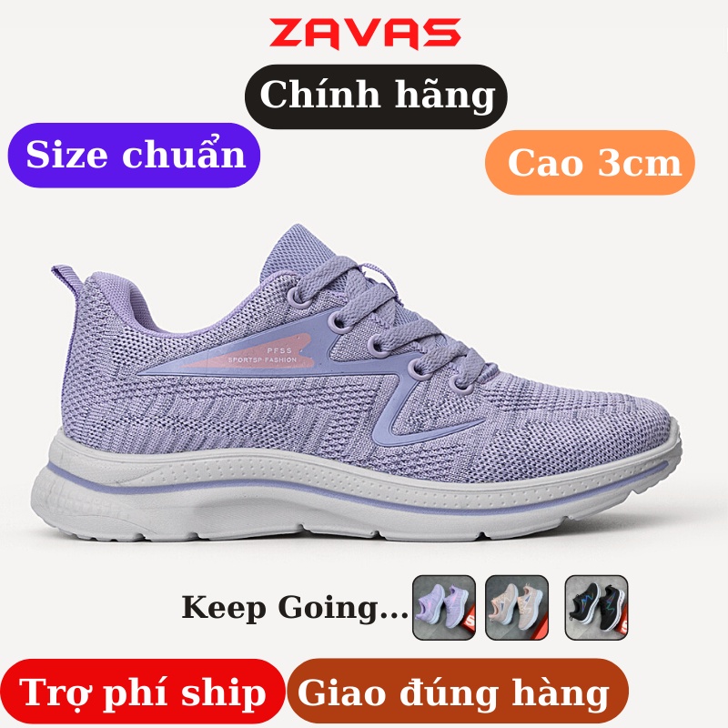 Giày thể thao nữ rất nhẹ chính hãng thương hiệu ZAVAS êm thoáng khí công nghệ ép nhiệt cao 3cm - S408T