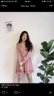 Đầm hồng nút ngọc