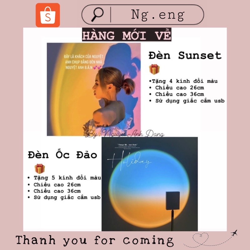 ĐÈN SUNSET 4 MÀU HOÀNG HÔN VÀ ĐÈN ỐC ĐẢO 5 MÀU CAO 26CM/36CM