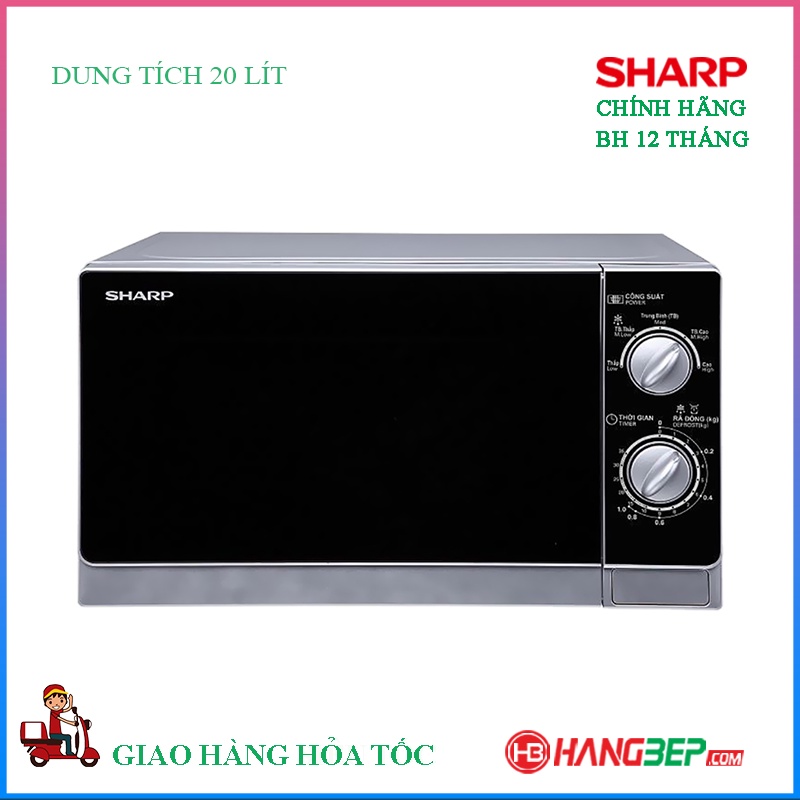 [Mã ELHADEV giảm 4% đơn 300K] Lò vi sóng có nướng Sharp 23 lít R-G302VN-S - Hàng chính hãng bảo hành 12 tháng