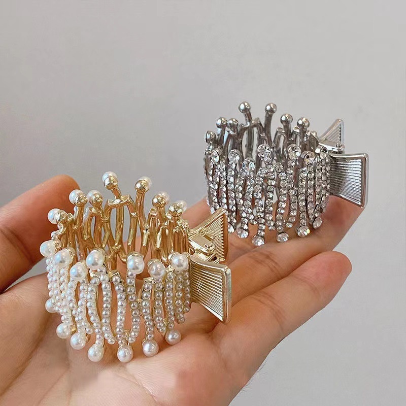 Kẹp Tóc Càng Cua Đính Đá Ngọc Trai Phụ Kiện Thời Trang Cho Nữ AB115