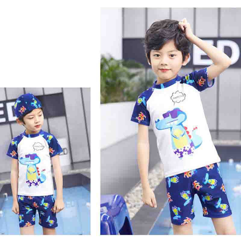 Áo quần bơi và mũ in họa tiết hoạt hình đáng yêu cho bé trai size M-4XL