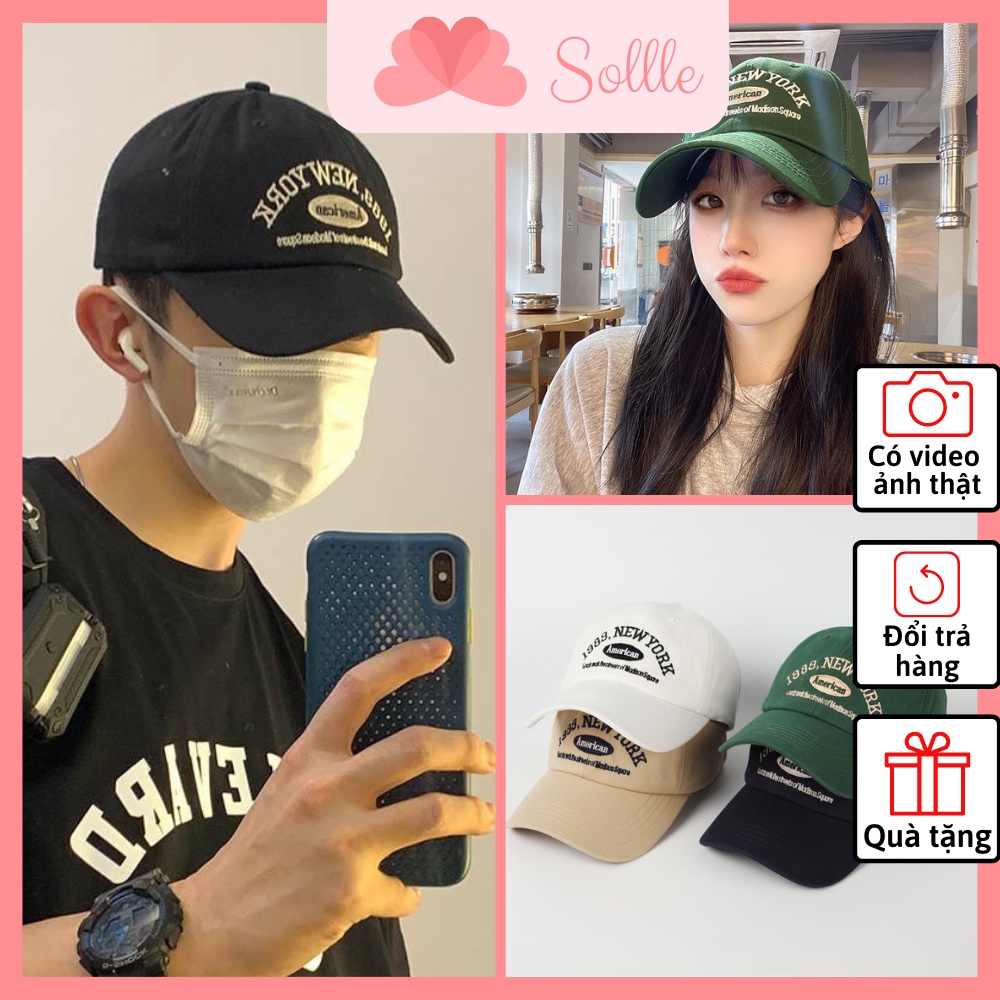 Nón lưỡi trai kết nam nữ unisex xanh lá thêu chữ American cá tính Hàn Quốc Sollle