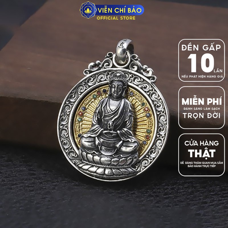 Mặt dây chuyền phật bản mệnh 12 con giáp nam nữ Hỏa Quang Tam Muội chất liệu bạc Thái 925 Viễn Chí Bảo M100517