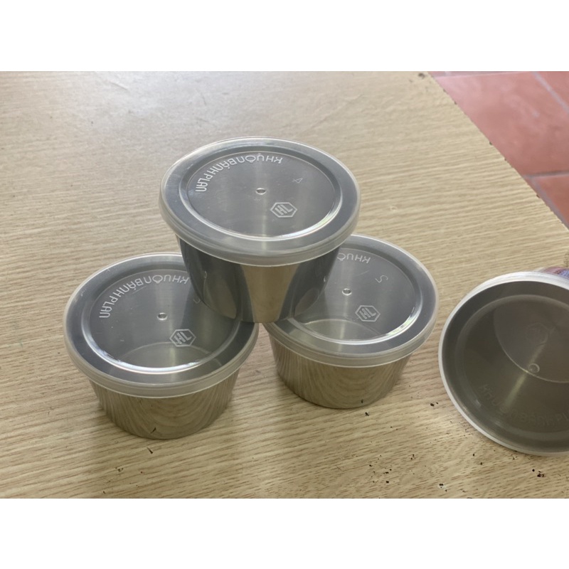 Cốc inox làm bánh cupcake. flan caramen