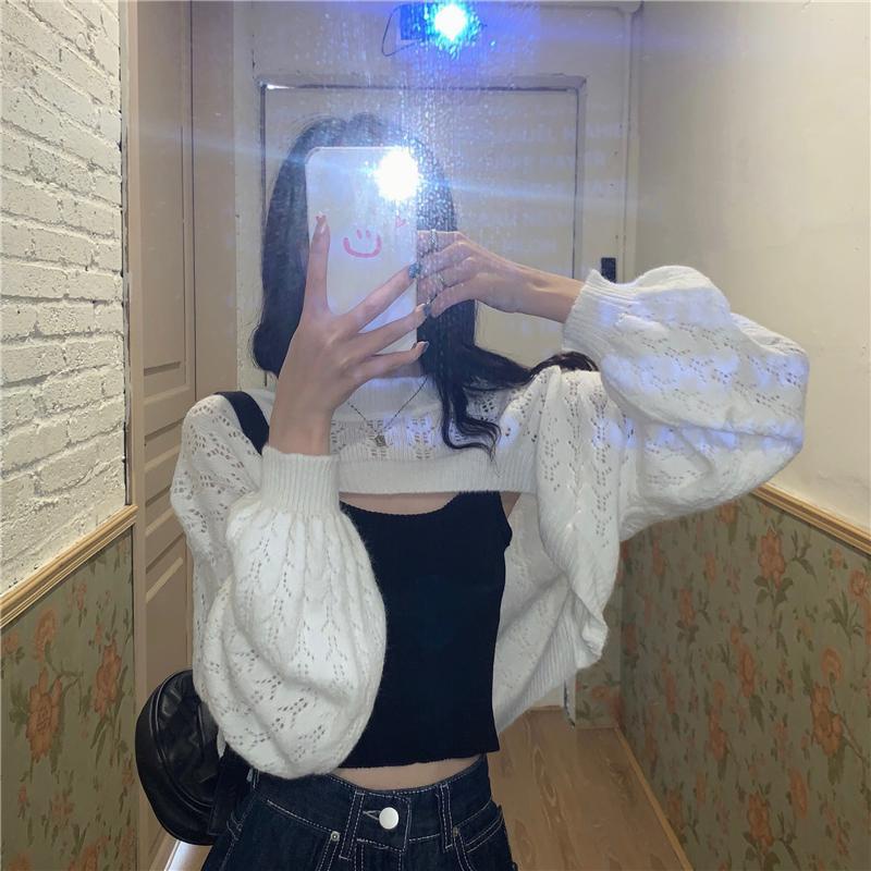 Áo sweater Tay Dài Dáng Rộng Ngắn Phong Cách Hàn Quốc Thời Trang Cho Nữ