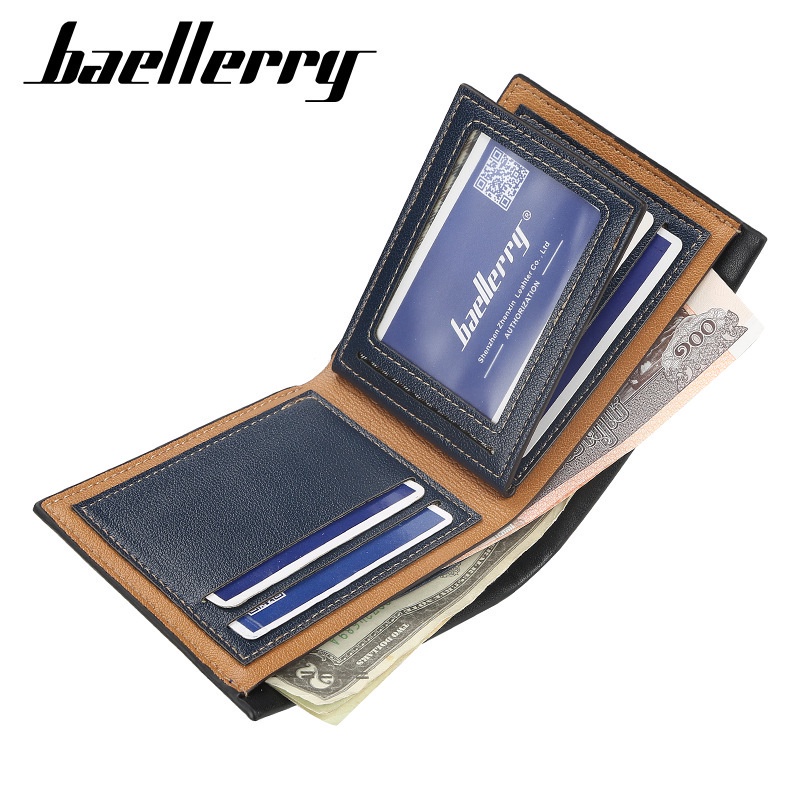 Ví da ba gập ba Baellerry màu trơn kẻ sọc cho nam