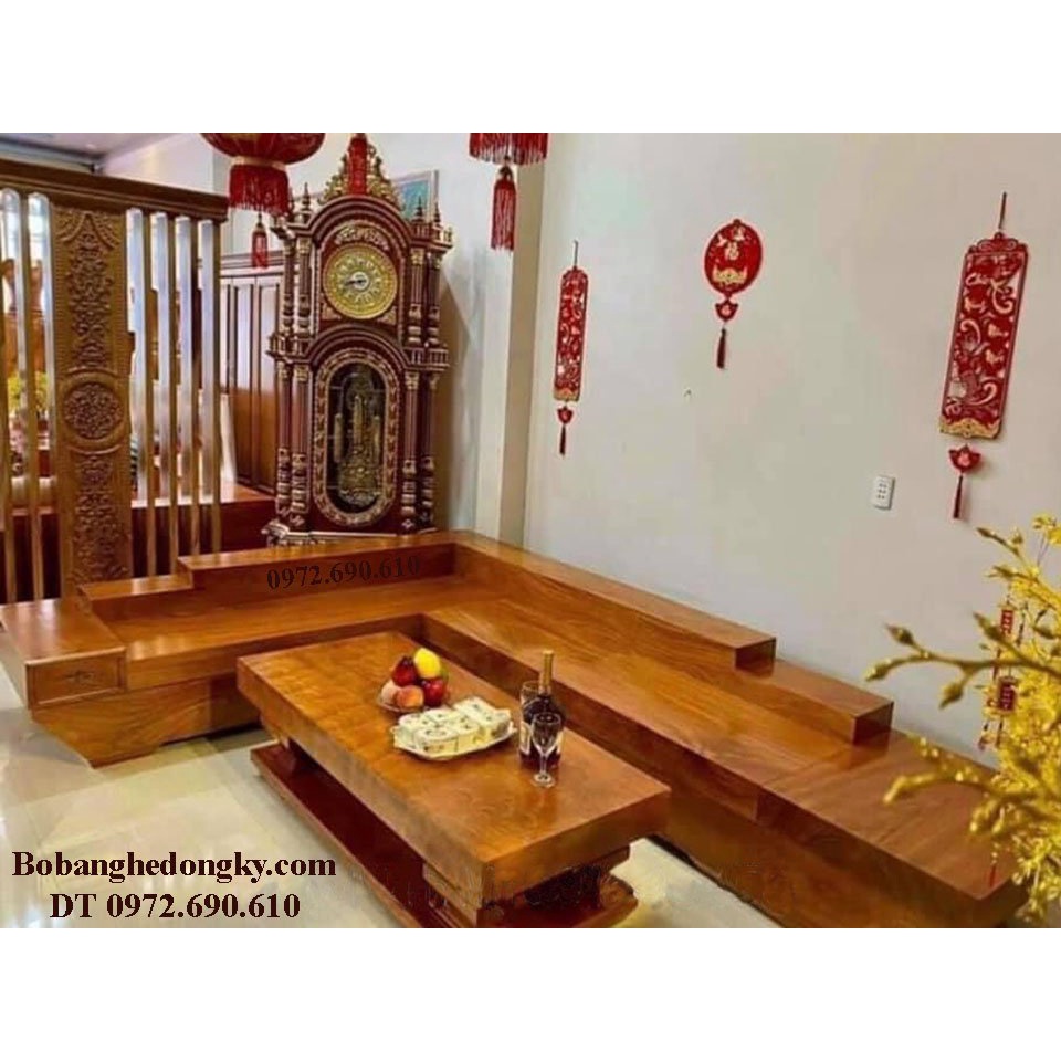 Bộ Bàn Ghế Nguyên Khối Sofa Gõ Đỏ