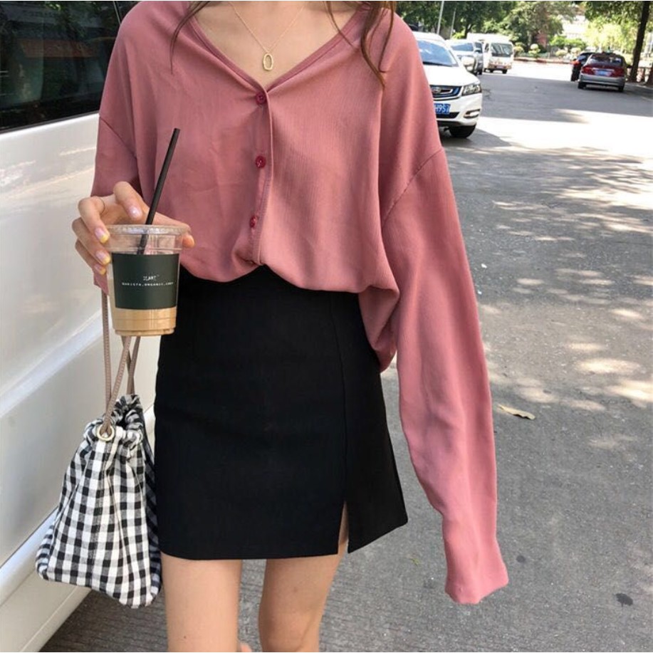 Chân Váy Chữ A Lưng Cao Phong Cách Hàn Quốc Dễ Phối Đồ Hợp Thời Trang