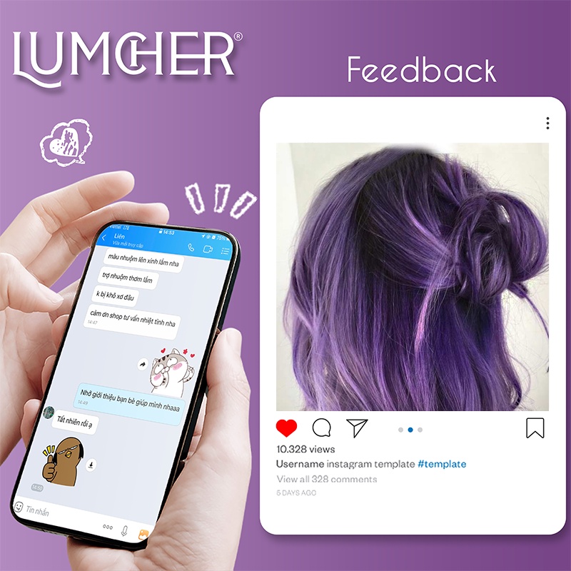 Thuốc nhuộm tóc Tím Tro kèm tẩy tại nhà giá rẻ chính hãng LUMCHER LC04