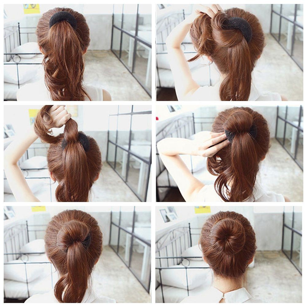 Dụng cụ búi tóc hình bánh donut nhiều màu thời trang thanh lịch cho nữ