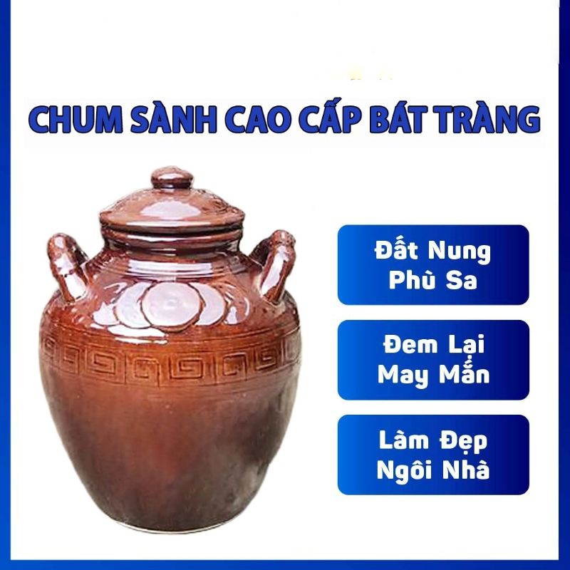 [Chum rượu, vò ngâm rượu] Hũ ngâm rượu da lươn men bóng  2 quoai cầm Bát Tràng 10l, 20l, 30l, 40l, 50l