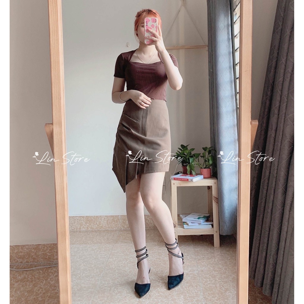 CHÂN VÁY CHỮ A NHÚN EO ⚡️ HÀNG LOẠI 1⚡️ , CHÂN VÁY NHÚN LỆCH TÀ 1 BÊN, CÓ 2 MÀU ĐEN NÂU TRẺ TRUNG ,DỄ MẶC, CÓ LÓT QUẦN | BigBuy360 - bigbuy360.vn