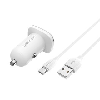 Bộ cóc cáp sạc xe hơi borofone bz12a qc3.0, bz-12a cổng type-c-1 cổng usb