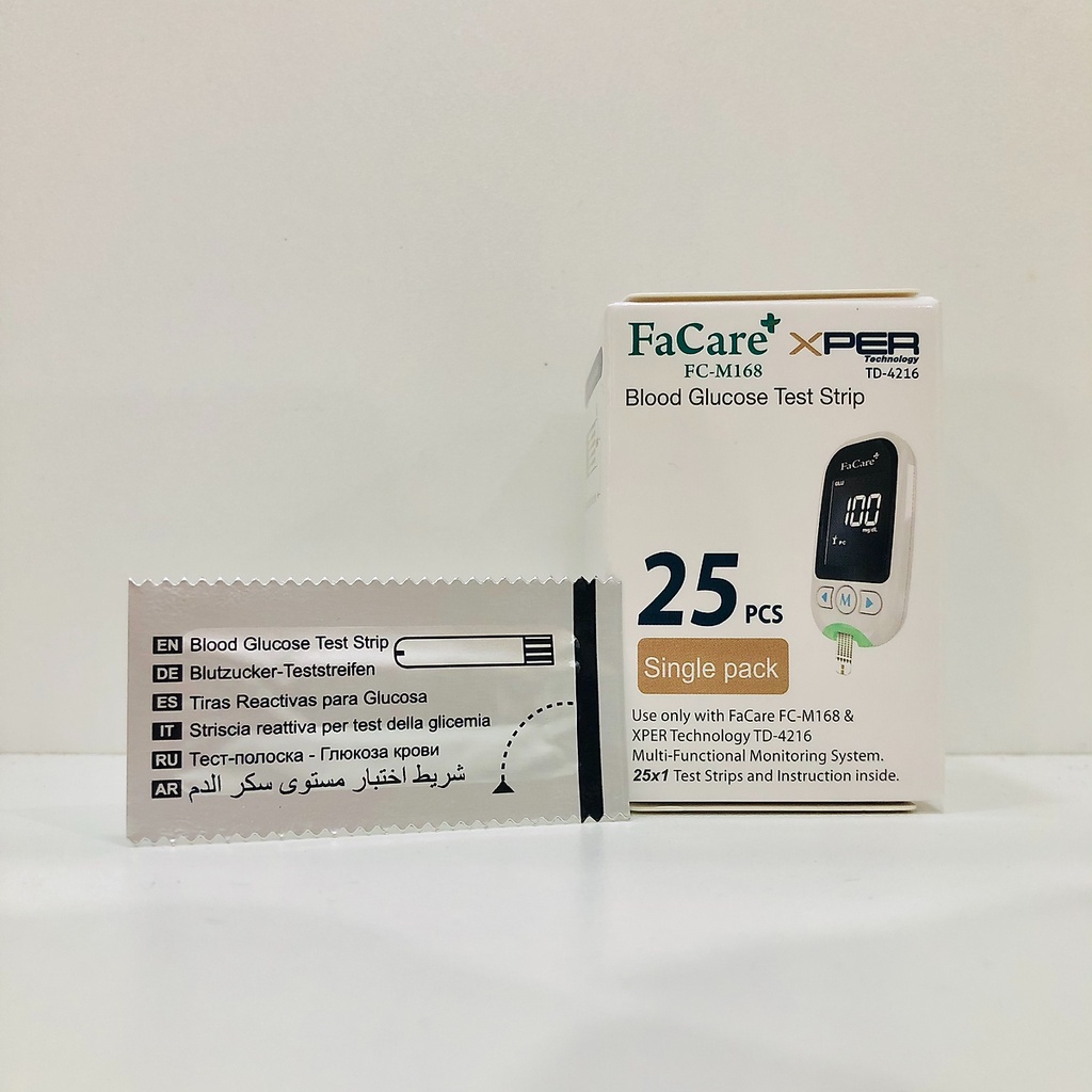 Que thử đường huyết Glucose dành cho máy đo Facare 5 trong 1 FC-M168  - Hộp 25 que thử