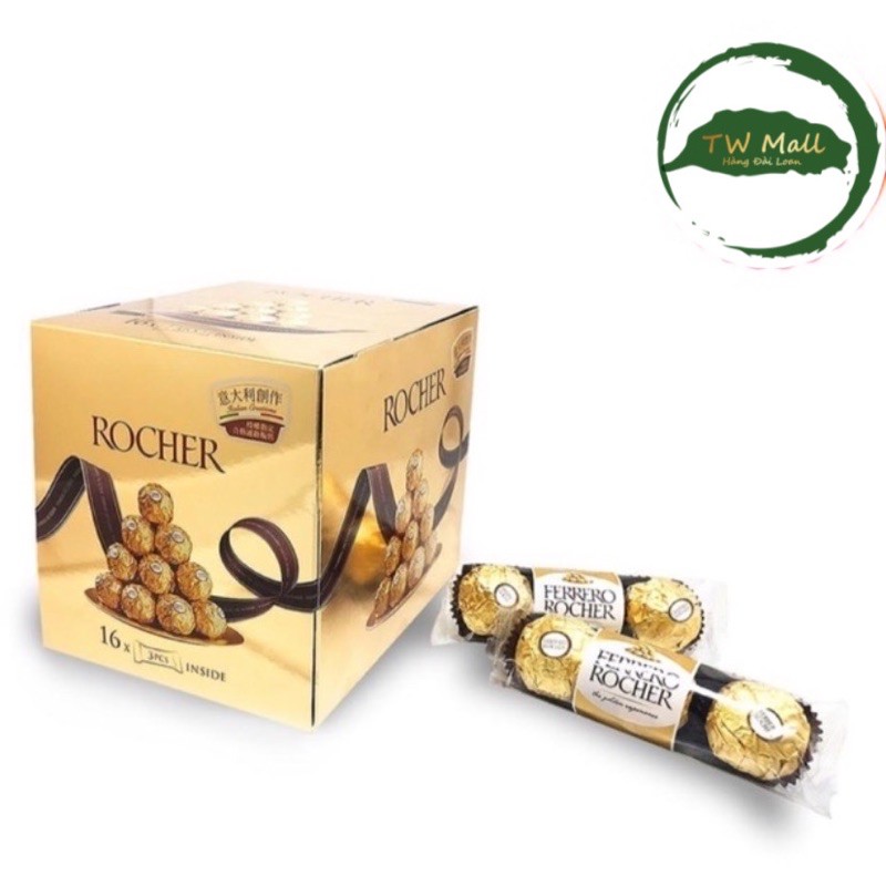 HỘP 16 Vỉ socola Ferrero Rocher Halzenut Ý 600g- nhập khẩu Đài Loan- TW Mall