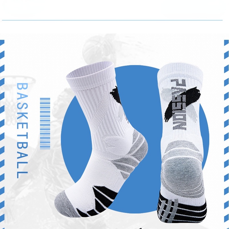 Vớ thể thao cổ cao chất liệu dày thấm hút màu sắc tương phản thời trang cho nam