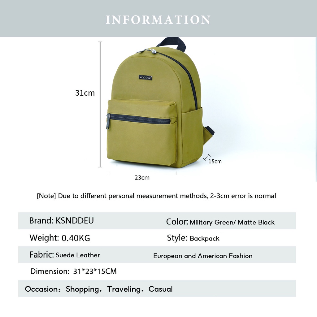 Balo Ksnddeu mini da lộn màu xanh quân đội xinh xắn cho nữ