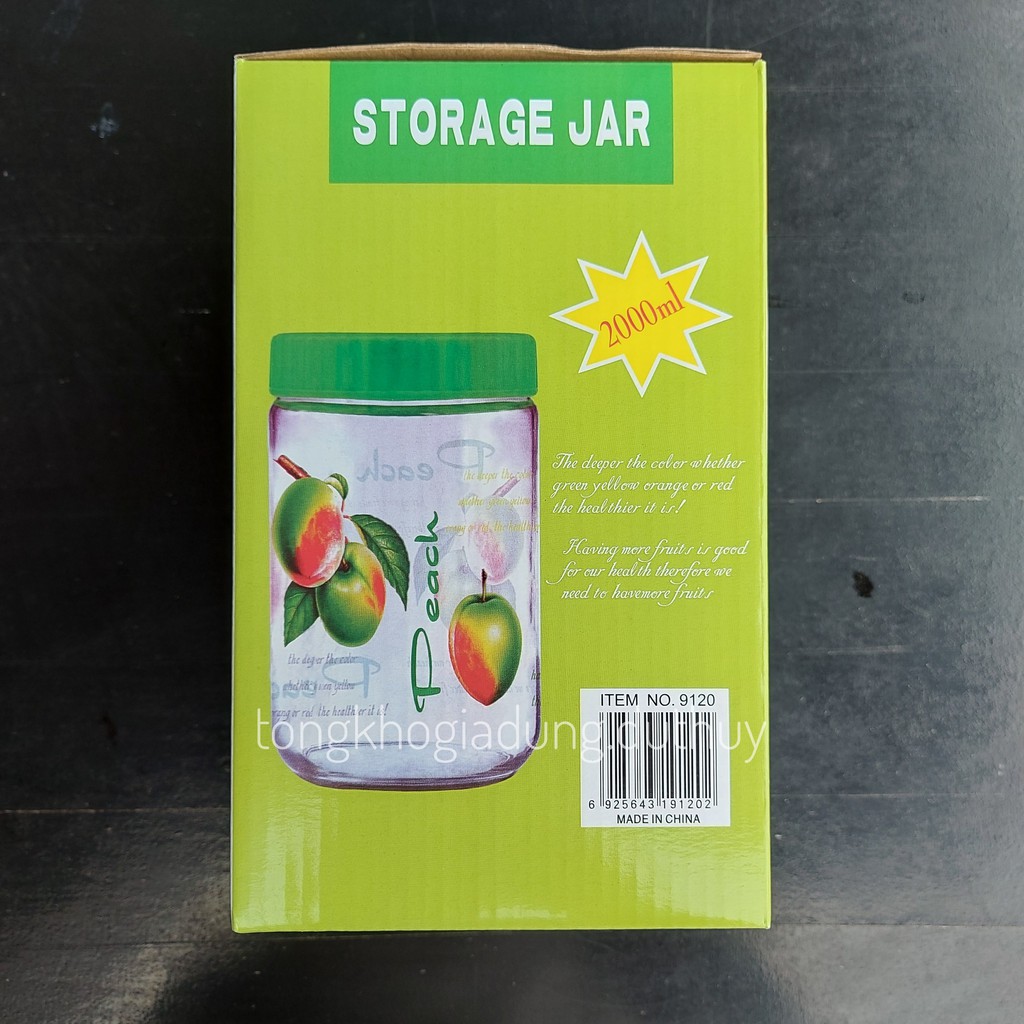 Hũ thủy tinh 2000 ml chất thủy tinh cao cấp chịu nhiệt cao an toàn sức khỏe, nắp vặn chắc chắn có nhiều hoa văn đẹp mắt