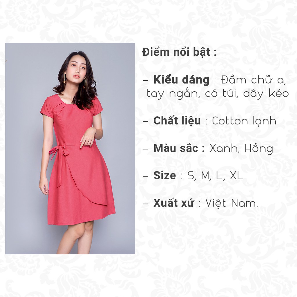 Đầm công sở nữ thời trang Eden dáng chữ a suông tay ngắn cổ tròn chất liệu thoáng mát không nhăn - D303