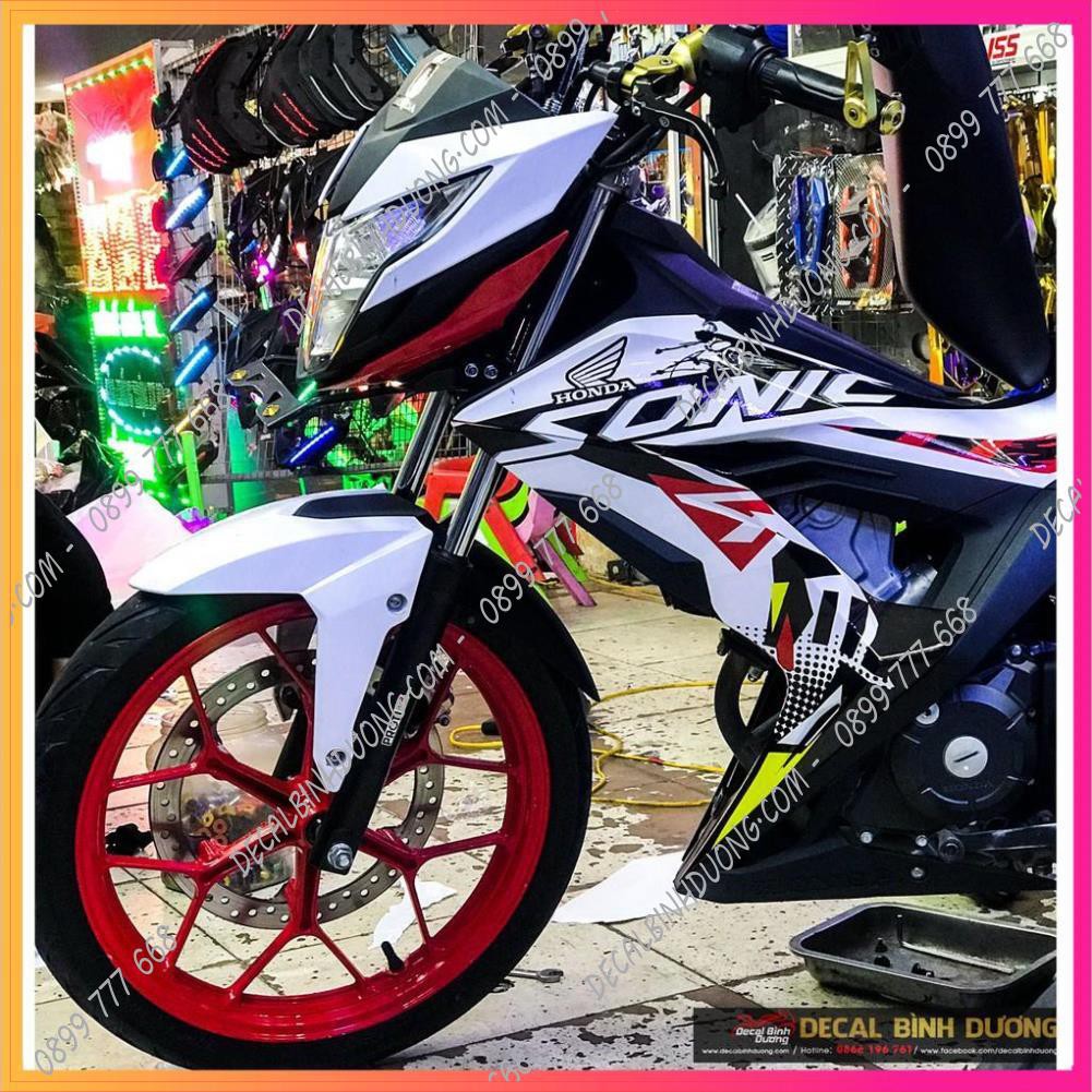Tem Xe Sonic 150 Trắng Đỏ Đen