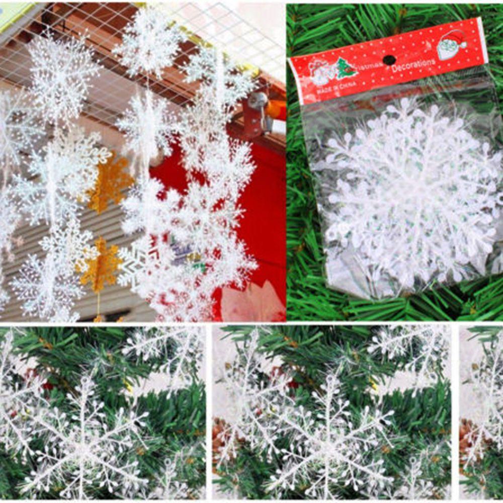 Bộ 15 / 30 Bông Tuyết Nhựa Trắng Trang Trí Cây Thông Giáng Sinh