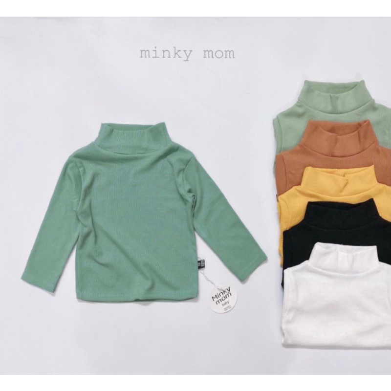 Áo len tăm, gân tăm MINKY MOM cổ 3p cho bé trai và bé gái