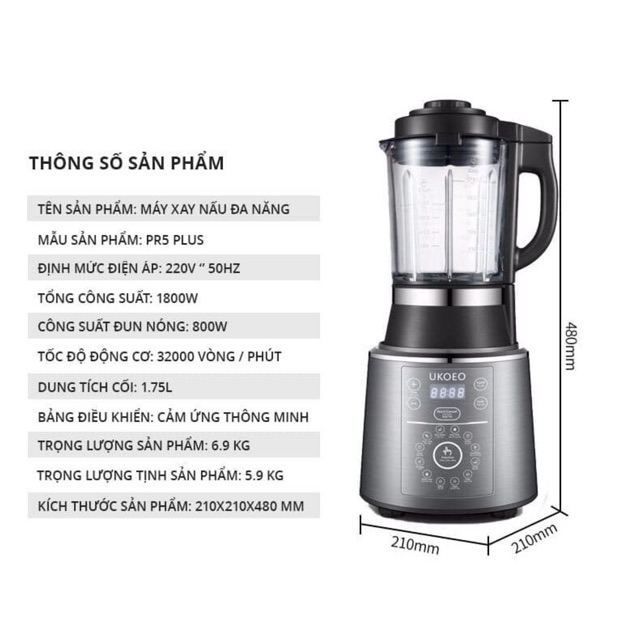 Máy làm sữa hạt ukoeo pr5 plus bản mới nhất có tiếng việt