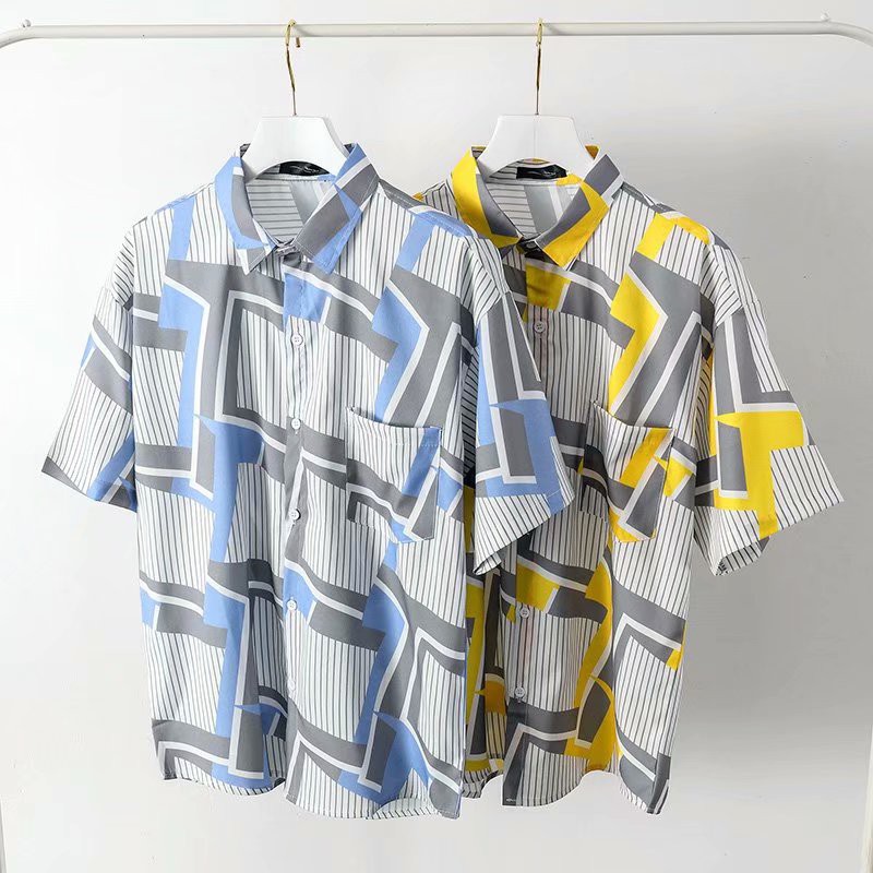 Áo sơ mi dáng rộng tay ngắn phong cách hawaii thời trang trẻ trung size m-3xl Kt-025