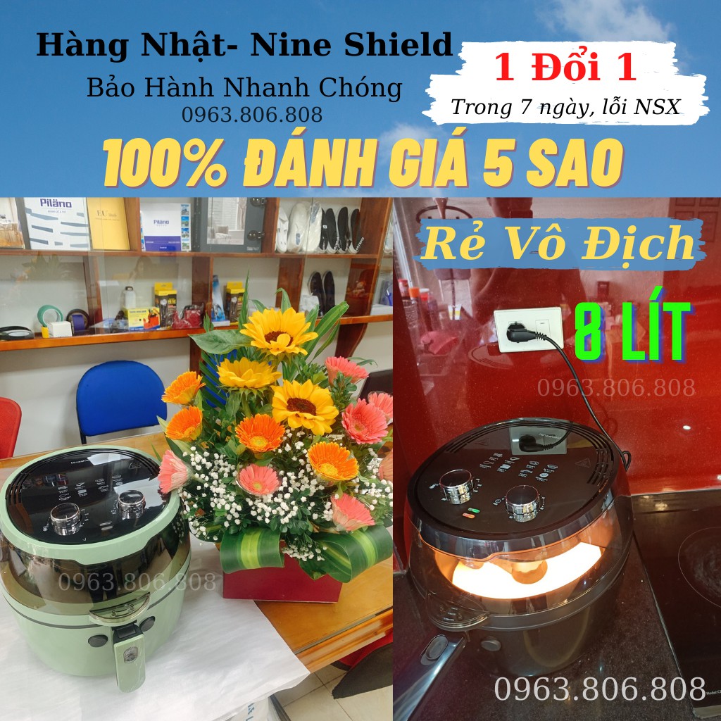 Nồi Chiên Không Dầu NINE SHIELD 8L Nhật-Nồi Cơ Chiên Nướng 8 Lít- 2021