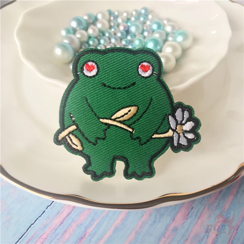 Sticker ủi thêu hình chú ếch ngộ nghĩnh vui nhộn để trang trí