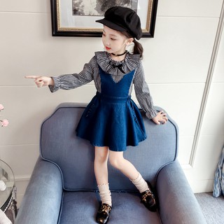 Sét Yếm Váy Bò Cho Bé Gái