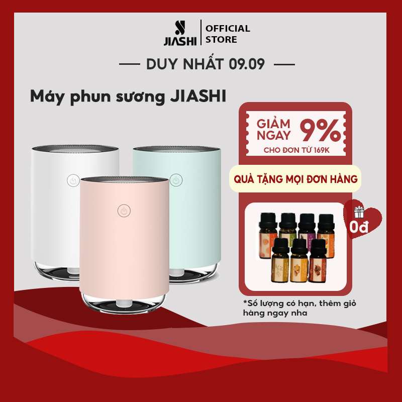 Máy phun sương mini Jiashi tạo độ ẩm xông tinh dầu có đèn LED 3 màu - MPS02