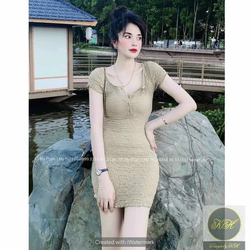 Váy body xốp cổ tròn dáng ngắn sexy