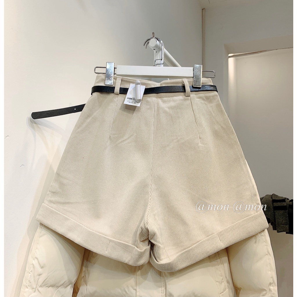 210727 Quần short nhung gân , quần short nữ thu đông, tặng kèm belt, 4 màu.