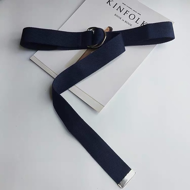 DÂY NỊT VẢI BỐ CANVAS Meoshop TL011 NAM NỮ KHUYÊN BẠC TRÒN - Thắt lưng Nam Nữ vải bố 2 tròn