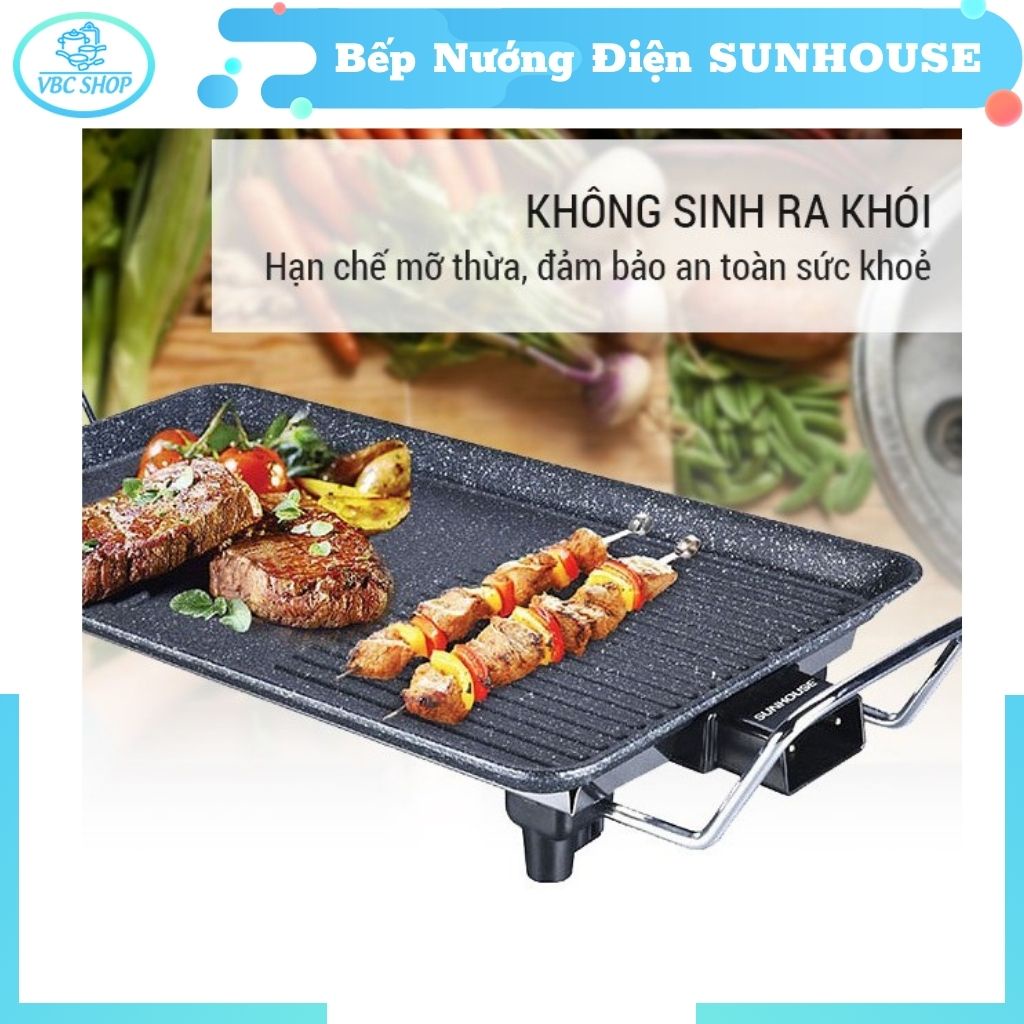 Bếp Nướng Điện SUNHOUSE Tiết Kiệm Điện Năng Nướng Nhanh Tiện Lợi, Bếp Nướng Điện Không Khói Dễ Vệ Sinh Tiện Lợi