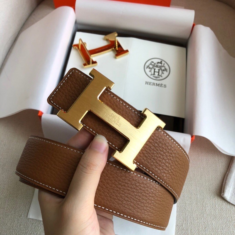 Thắt lưng da dây mặt to khoá logo cao cấp chống rỉ hermes HM