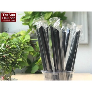 Ống hút trà sữa phi 12 bọc màng đen/ trắng (10 ống)