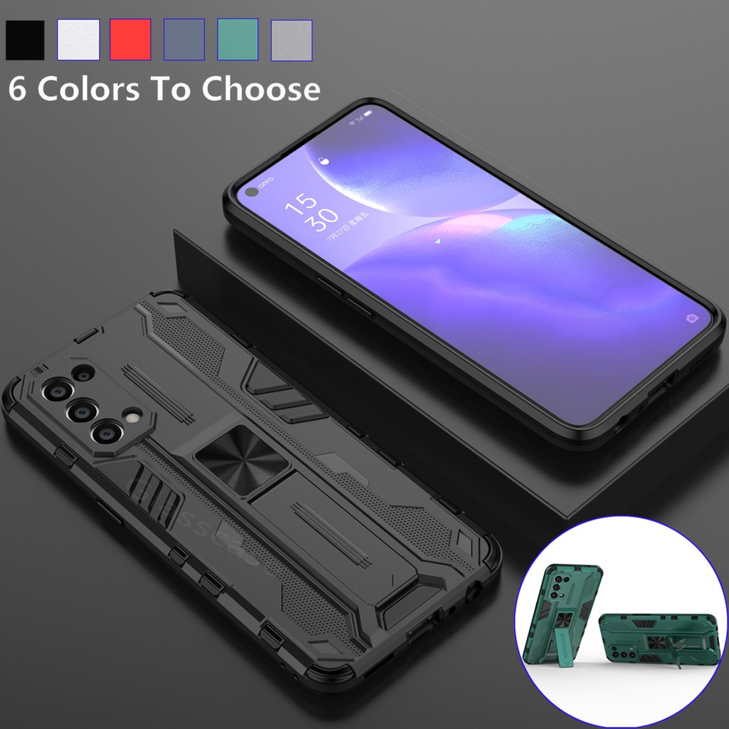 Ốp Điện Thoại Cứng Kiểu Giáp 3D Chống Sốc Kèm Giá Đỡ Nhẫn Từ Tính Cho Oppo Reno 5 Reno5 4G 5G